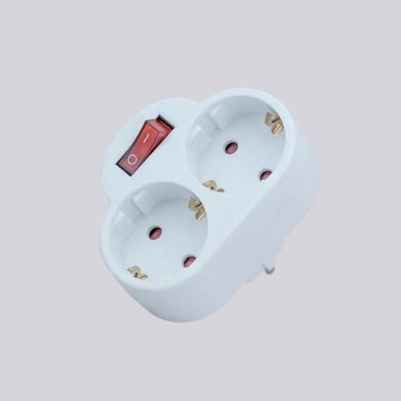 G01-02K alman tipi iki yuvarlak fiş, anahtar adaptörlü